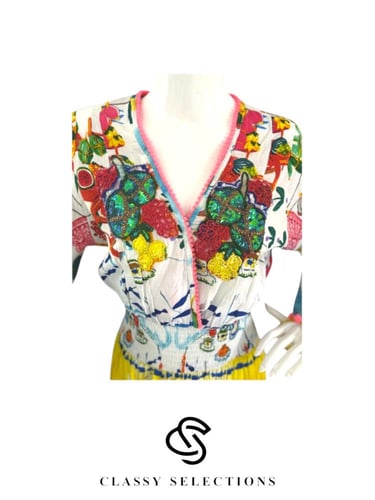 فستان هيلينا- فستان ايطالي مطرز بنقوش ملونة زاهية