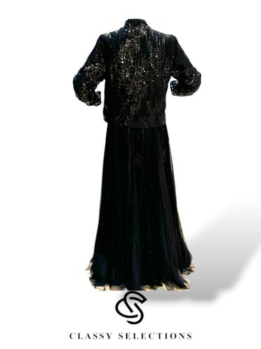 طقم سهره راقي مكون من ثلاث قطع مزين بالترتر واللؤل...