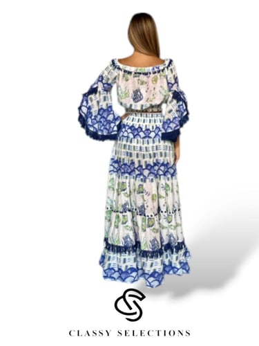 طقم سوليانا - طقم ايطالي بقوش بحرية زرقاء