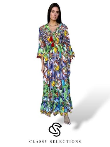 فستان ماريا-فستان ايطالي مطرز بنقوش ملونة زاهية