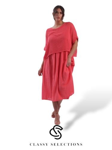 فستان لينن ايطالي باللون الأورنج