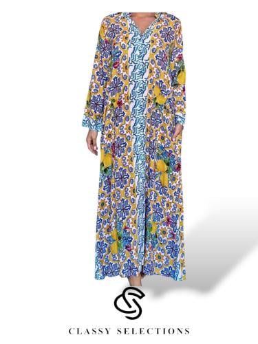 فستان لوتانا-فستان ايطالي بنقوش الليمون