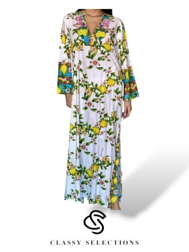 فستان سورينتو-فستان ايطالي مطرز بنقوش الليمون