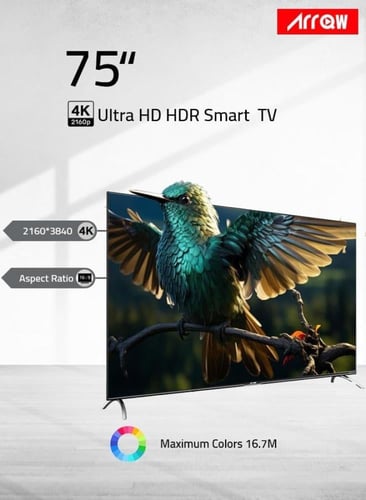 ARRQW تلفزيون ذكي LED 4K UHD HDR مقاس 75 بوصة بدون...
