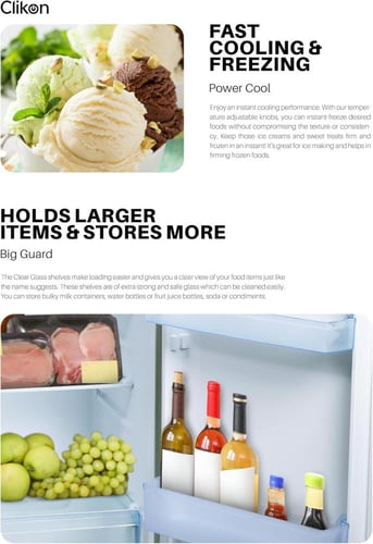 ثلاجة كليكون نوفروست 268 لتر ، 9 قدم مكعب محكم ، ف...