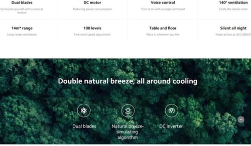 شاومي مروحة ذكية فان 2 بقوة 15 واط BHR5683HK - الل...