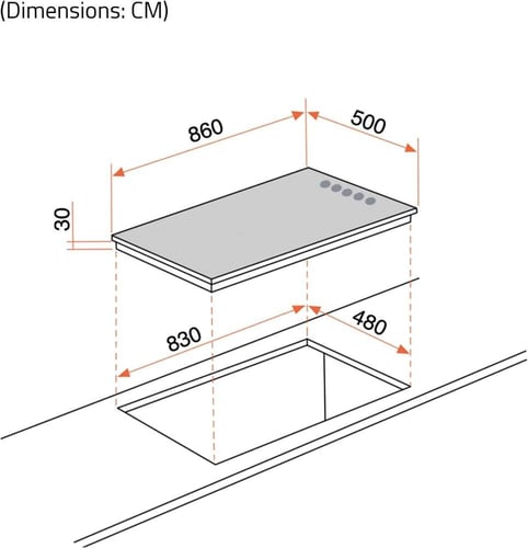 موقد جليم بلت إن، 86سم، 5عيون غاز، تحكم جانبي - P9...