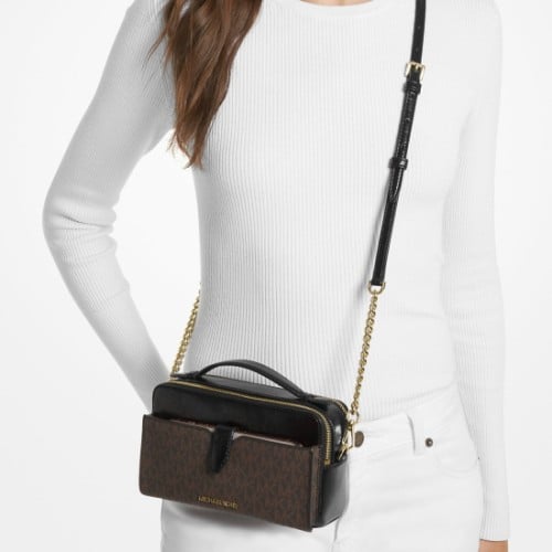 شنطة مايكل كورس top handle بني وأسود