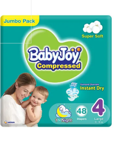حفاضة بيبي جوي حشوة ماسية مضغوطة كبير مقاس 4 - 48...