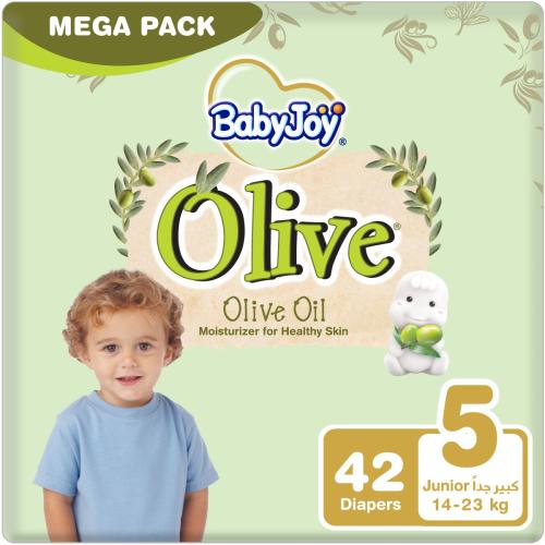 بيبي جوي زيتون مقاس (5) ميجا 14 - 25 كجم 42 حفاضة