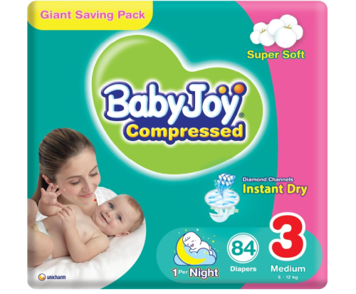 حفاضات بيبي جوي حشوة ماسية مضغوطة رقم 3 وسط مقاس 3...