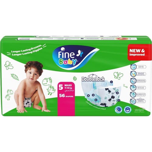 فاين بيبي حفاضات للأطفال مقاس رقم 5 11-18 كجم - 56...