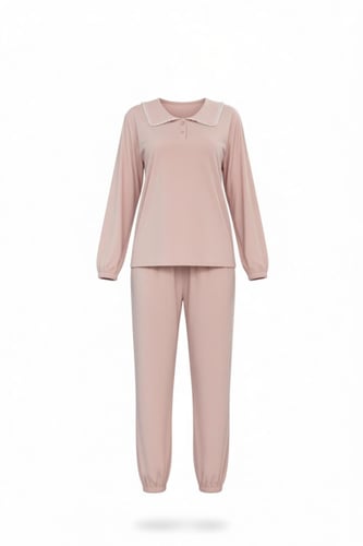بيجاما نسائية شتوية مريحة بأكمام طويلة وياقة مطرزة...
