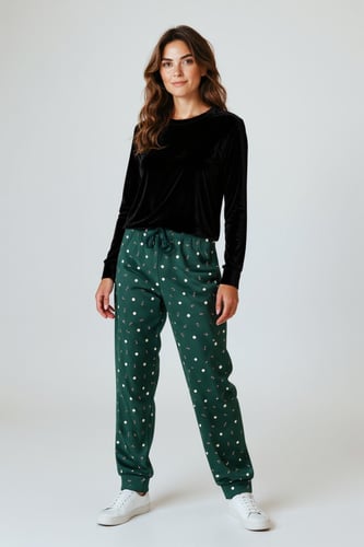 بيجاما اعياد الميلاد بيجاما نسائية مريحة بأكمام طو...