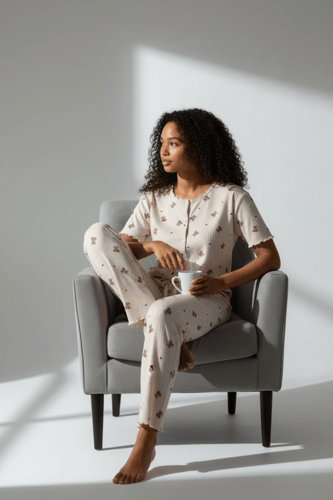 بيجاما القلوب بيجاما نسائية بنقشة القلوب – كم قصير...