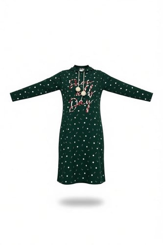 قميص السنة الجديدة قميص نوم نسائي مريح بأكمام طويل...