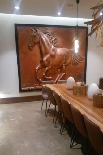 A prominent horse mural