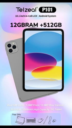 تابلت مع لوحة مفاتيح - Telzeal-P101- 512GB