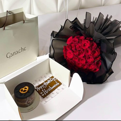 باقة ورد مع كيك