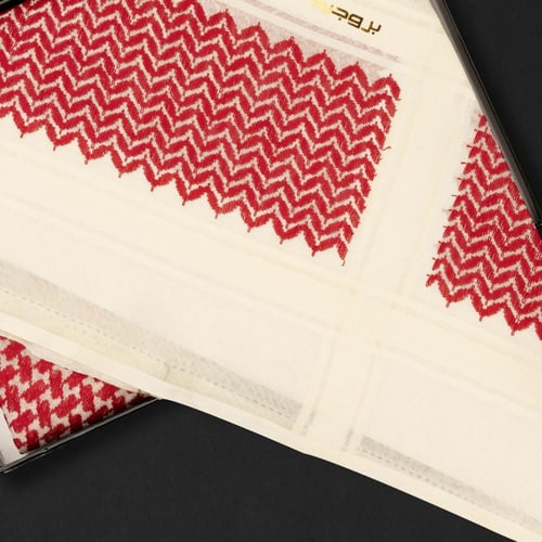 شماغ بروجيه أحمر خطوط بيج 1 2023