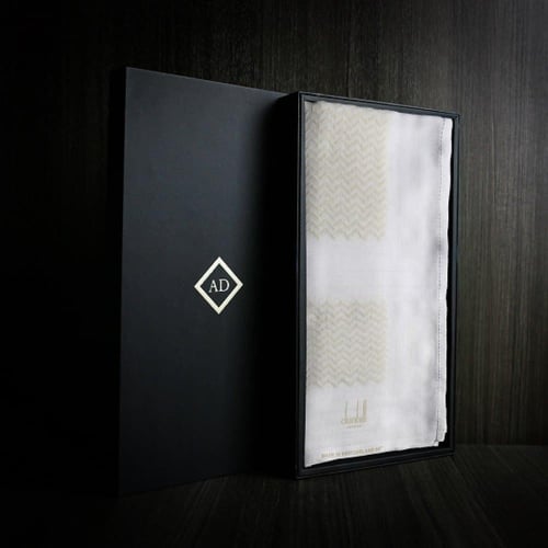 شال دنهل كشميري ابيض وبيج صوف