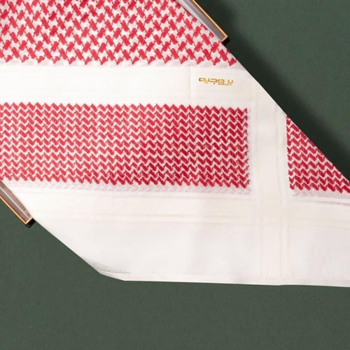 شماغ بروجيه أحمر خطوط بيج 3 2023