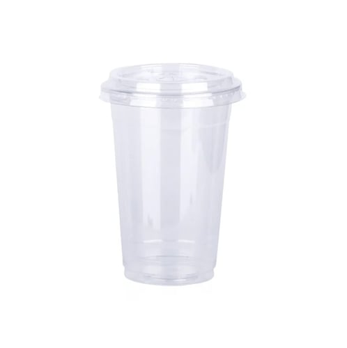 اكواب بلاستيك للعصير بغطاء فلات مقاسات متعددة من ج...