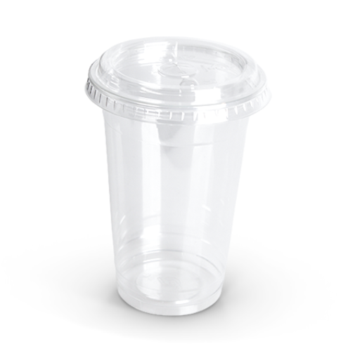 اكواب بلاستيك للعصير بغطاء فلات مقاسات متعددة من ج...