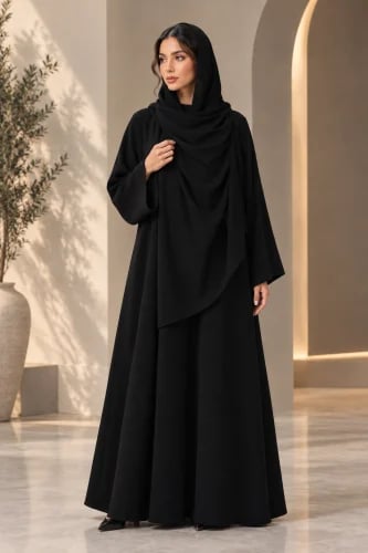 عباية دبل كلوش كريب ملكي ياباني