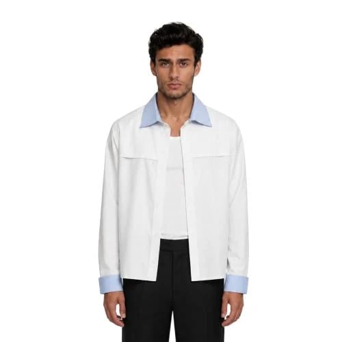 White Shirt with a Large Collar