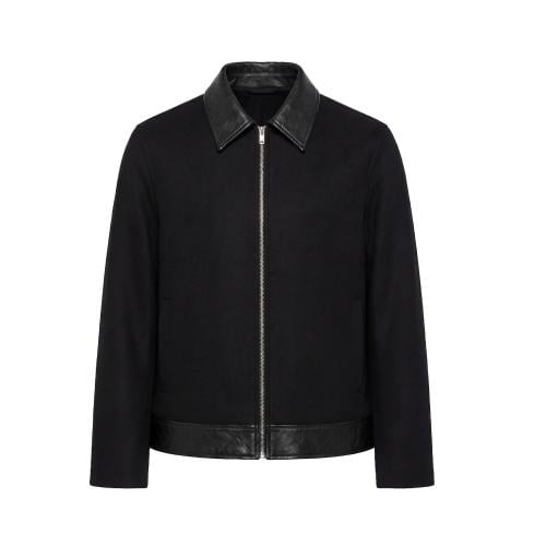 Jacket with Leather Collar - Black