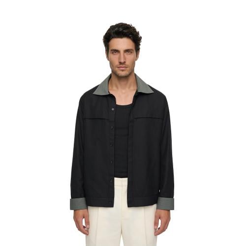 Black Shirt with a Large Collar