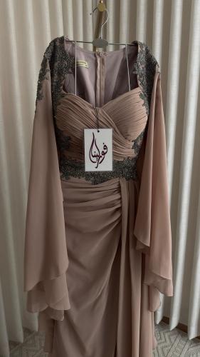 فستان سهره ناعم شيفون باكمام عريضه