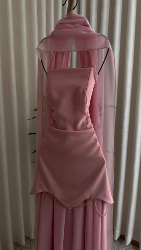 فستان سهره ناعم وردي