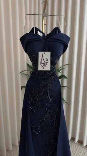 فستان سهره كحلي اوف شولدر