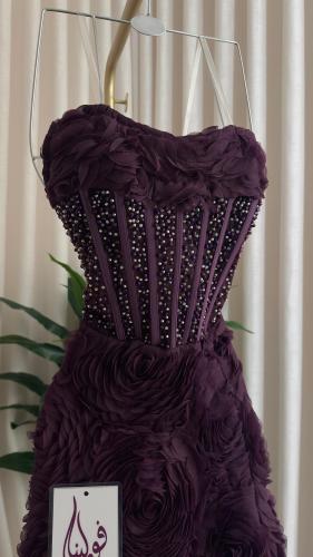 فستان سهره موف مورد مع تطريز يدوي