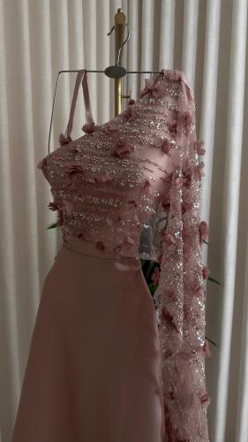 فستان سهره ميد مع تطريز مورد