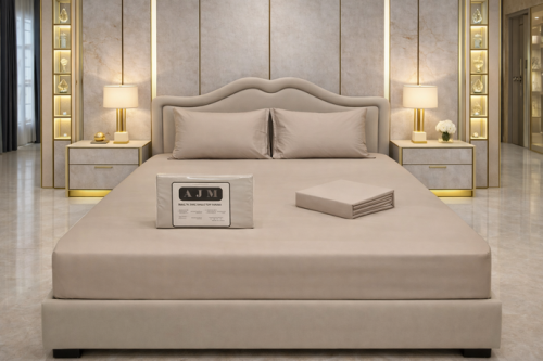 100% natural cotton waterproof sheet queen size in taupe color