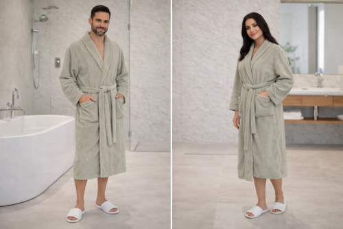 Cotton robe, Fledkryst American – in light beige color