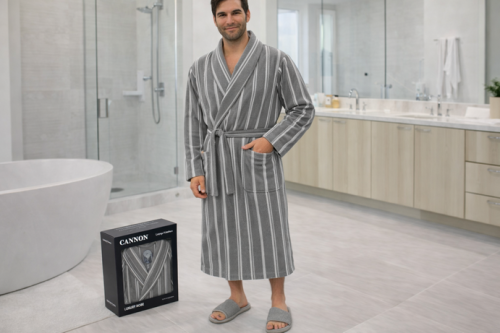 Luxurious cotton robe from the American brand Canon in gray color