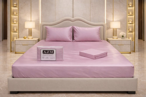 100% natural cotton fitted sheet in pink