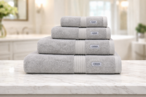 Cotton towels, Canon brand, light gray color