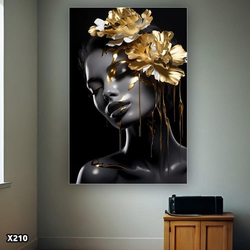 لوحة كانفس امرآة بالرسم التجريدي