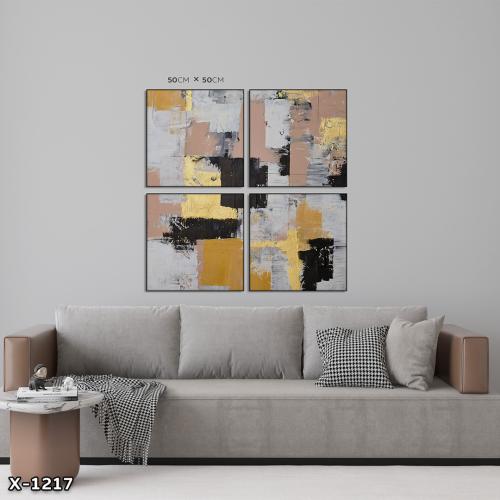 لوحة مربعة 4 قطع رسم تجريدي