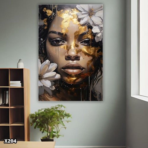 لوحة كانفس امرآة بالرسم التجريدي