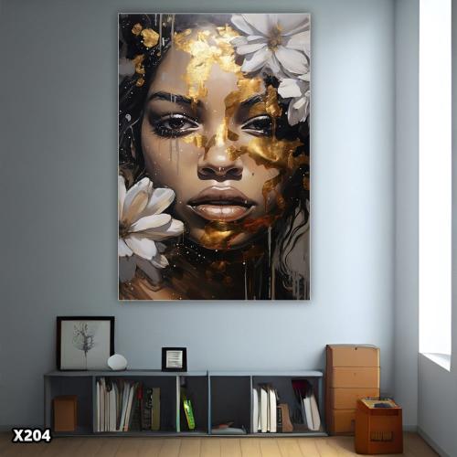 لوحة كانفس امرآة بالرسم التجريدي