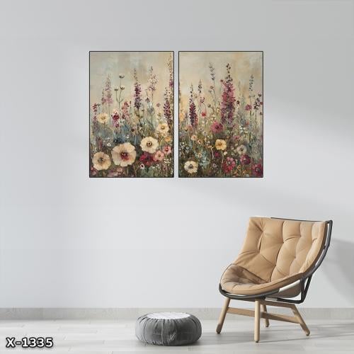 لوحة قطعتين رسم تجريدي
