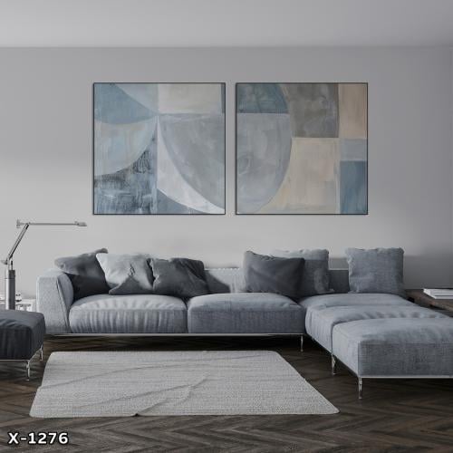 لوحة مربعة قطعتين رسم تجريدي