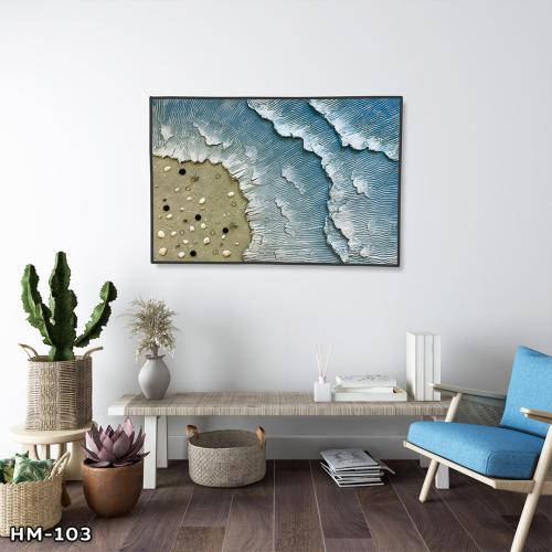 A gypsum panel in the form of waves with shells