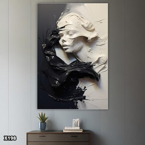 لوحة كانفس امرآة بالرسم التجريدي